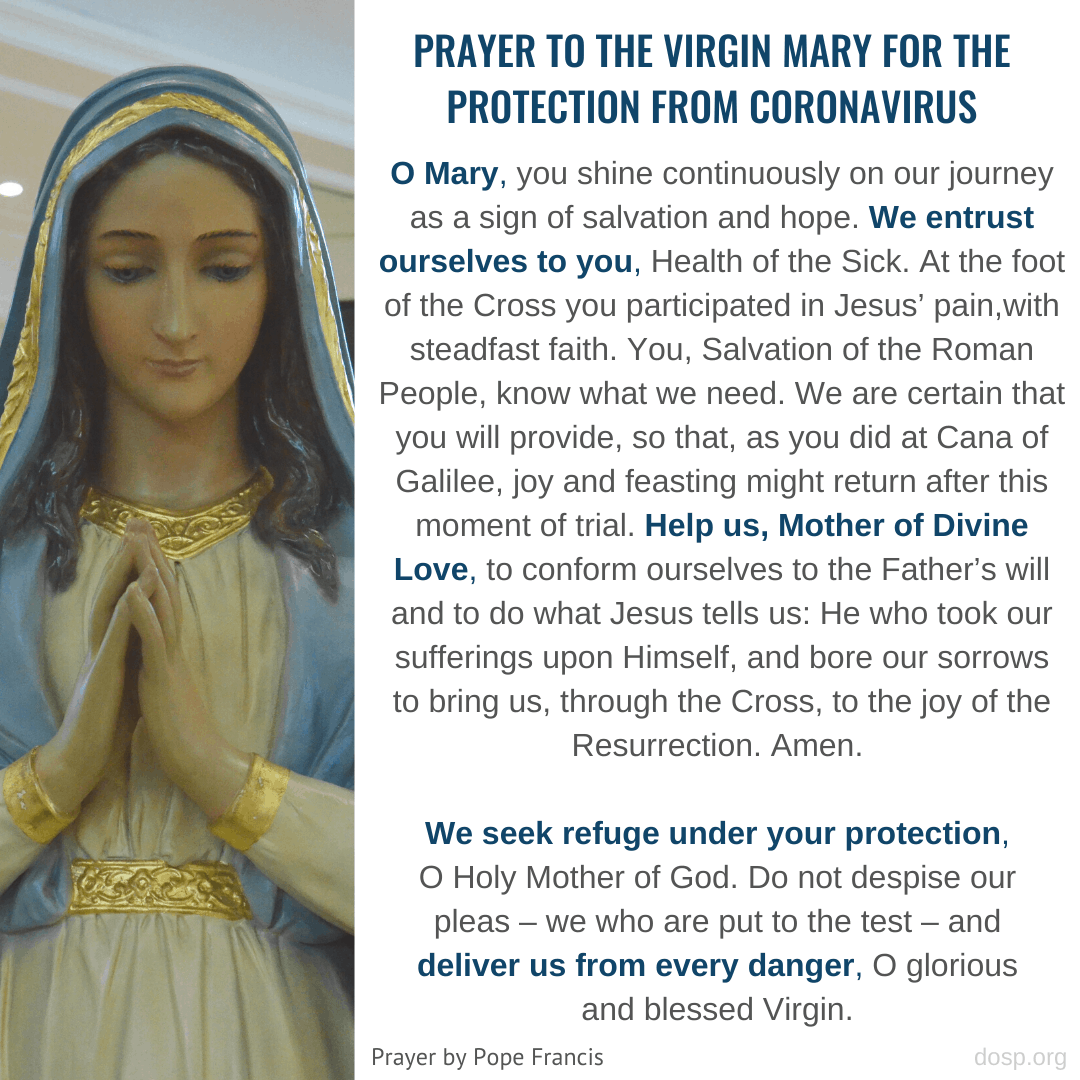 Pope Francis Prayer To Mary For Protection From Coronavirus Diocese 